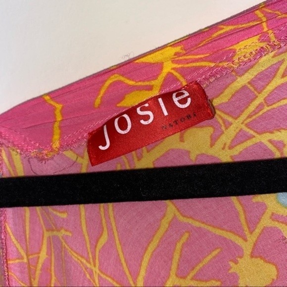 Josie by Natori Pink Yellow  Hippie Batik Kaftan Oversized Effortless Tunic L - Picture 3 of 8